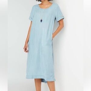 J. Jill Dress Coastal Wash Blue Med Petite with pockets Asymmetrical